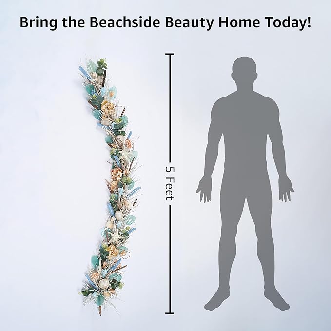 5' Coastal Shell Garland – Handcrafted Holiday Tree Wall Decor - Image 2