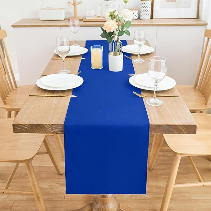 2 Pack Blue Small Short Table Runner 12 x 48 Inch Solid Color Runners Coffee - Image 3