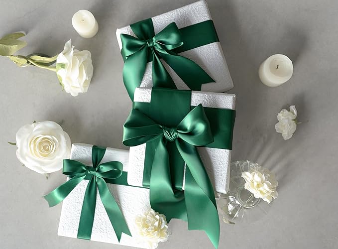 Forest Green Satin Ribbon 2.5 Inch Double-Faced Ribbons 25 Yards - Image 6