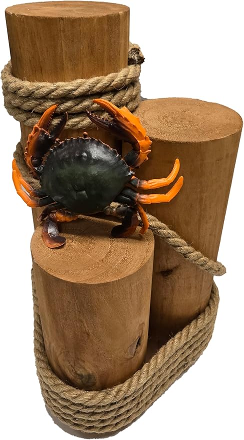 Set of 3 Nautical Wood Piling Decorations – Real Wooden Pier Posts - Image 8