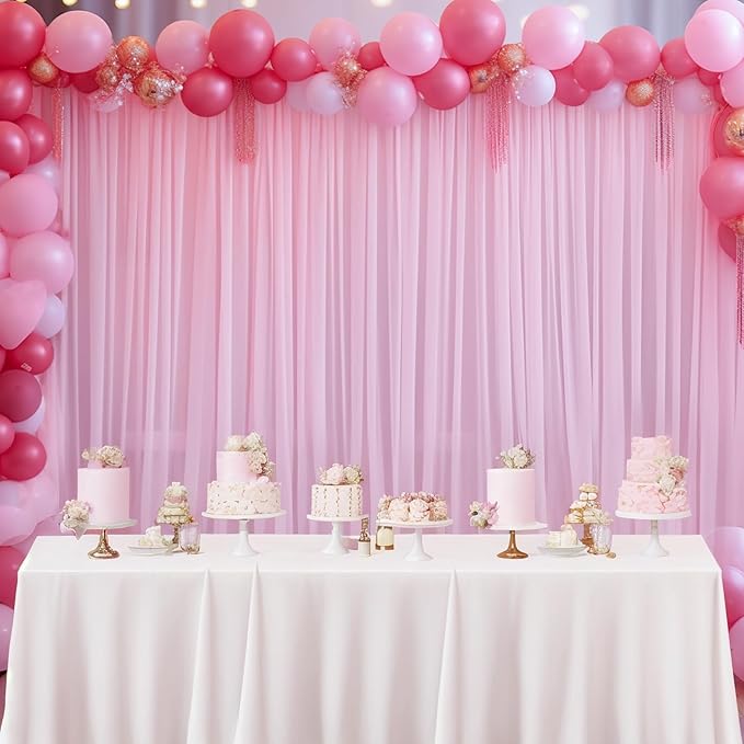10x10ft Baby Pink Tulle Backdrop Curtain - Image 7