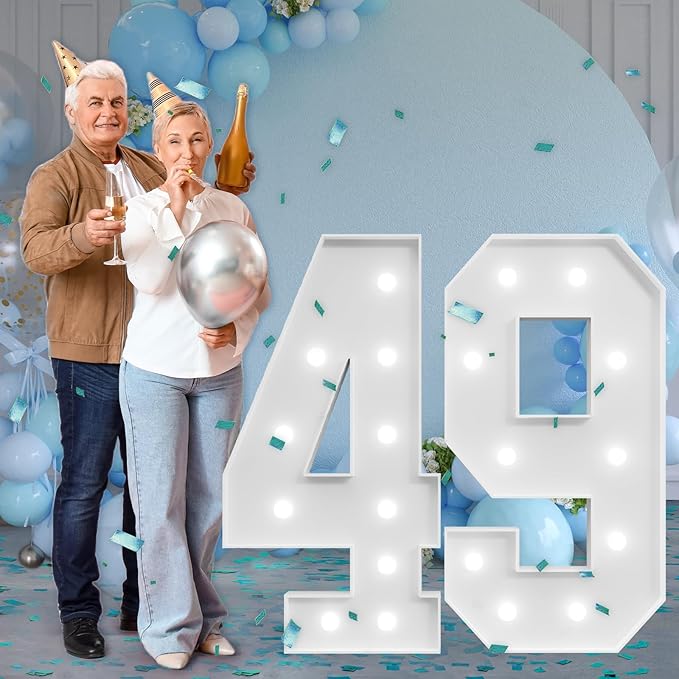 Marquee Numbers Large 49th-Birthday Decorations: 4ft Light Up Number Party - Image 7