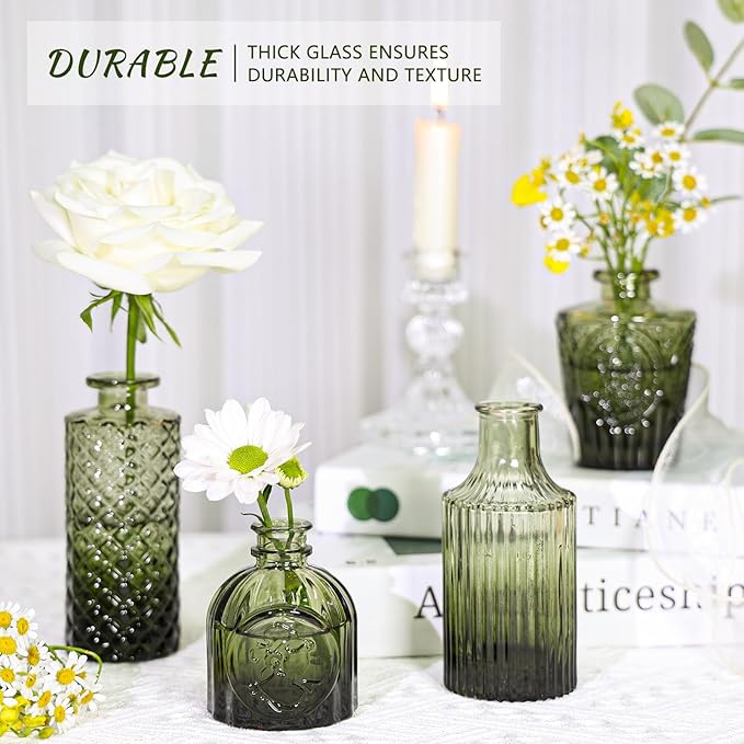 12pcs Glass Bud Vase Set, Small Green Flower Vases - Image 4
