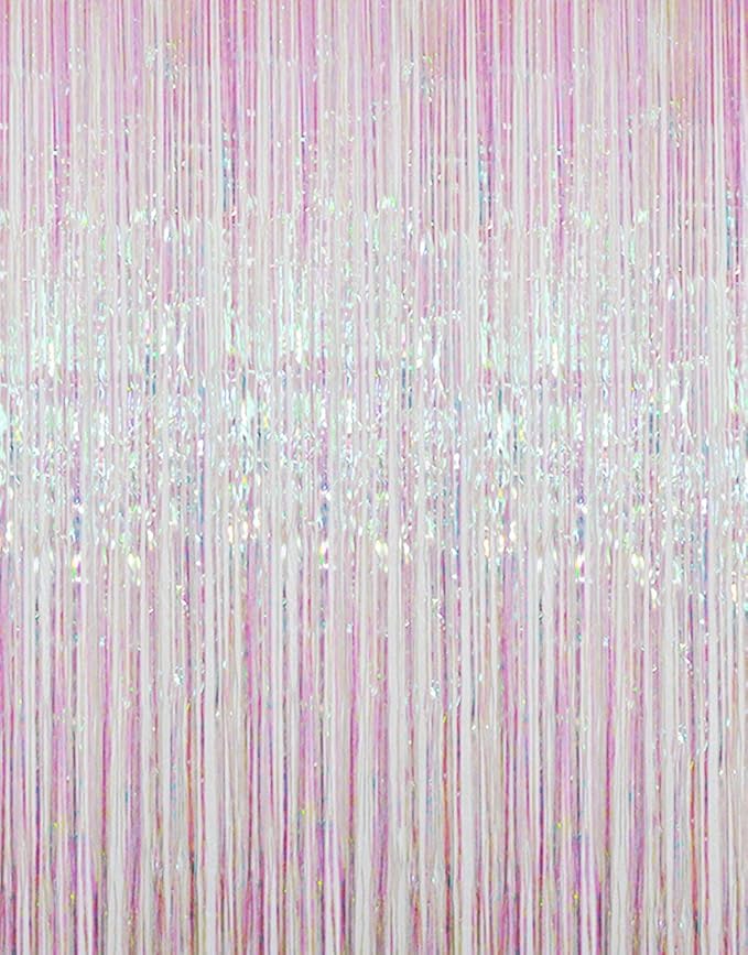 GOER 3.2 ft x 9.8 ft Metallic Tinsel Foil Fringe Curtains Party Photo Backdrop by GOER