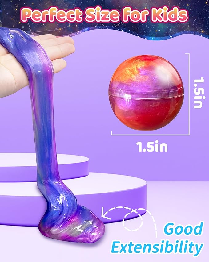 Kidfic 24 Pack Galaxy Slime Party Favors, Non-Sticky, Stress Relief Treasure - Image 5