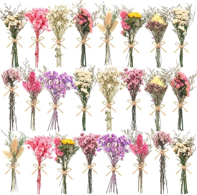 12/24 Pack Dried Flowers for Vase Various Mini Bouquet Dried Small Wildflowers by Unknown