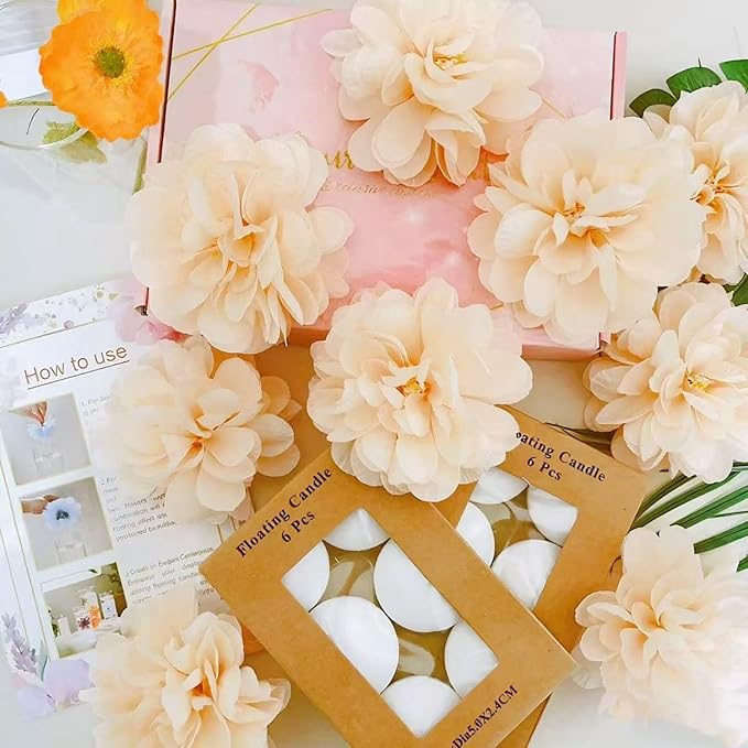 24 Pcs Floating Candles for Centerpieces and Floating Flowers for Centerpieces - Image 4