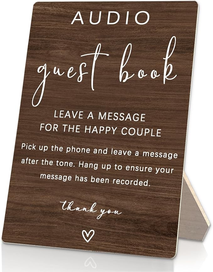 Audio Guestbook Sign, Audio Phone Guestbook Wooden Stand 5x7inch, Wedding by Unknown