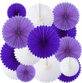 24 Pcs Purple and White Paper Fans Purple Party Decorations Classroom Decor by MotiMind