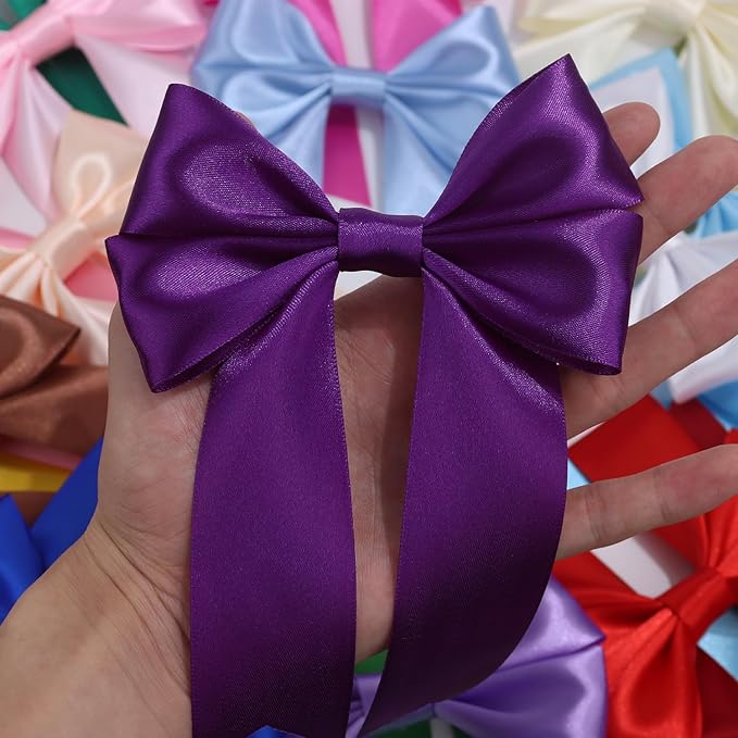 Purple Solid Satin Ribbon 1-1/2 Inch 25 Yards Solid Polyester Fabric Ribbon - Image 7