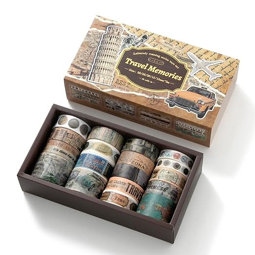 18 Rolls Travel Washi Tape Set journaling Tape by Augurosellspaperstationeryandscrapbookingsupplies