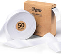 White Satin Ribbon 1-1/2 Inch x 50 Yards Double-Faced Hair Ribbons by Keypan