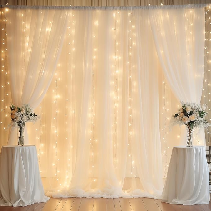10ft x 7ft Ivory Chiffon Backdrop Curtain - Image 6