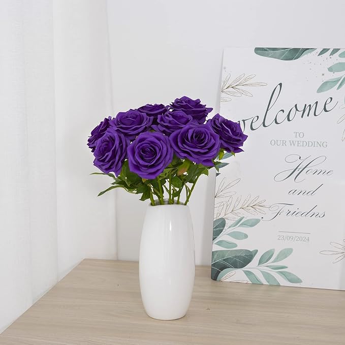 Artificial Rose 10pcs Open Flower Bouquet Faux Rose Stems - Image 2