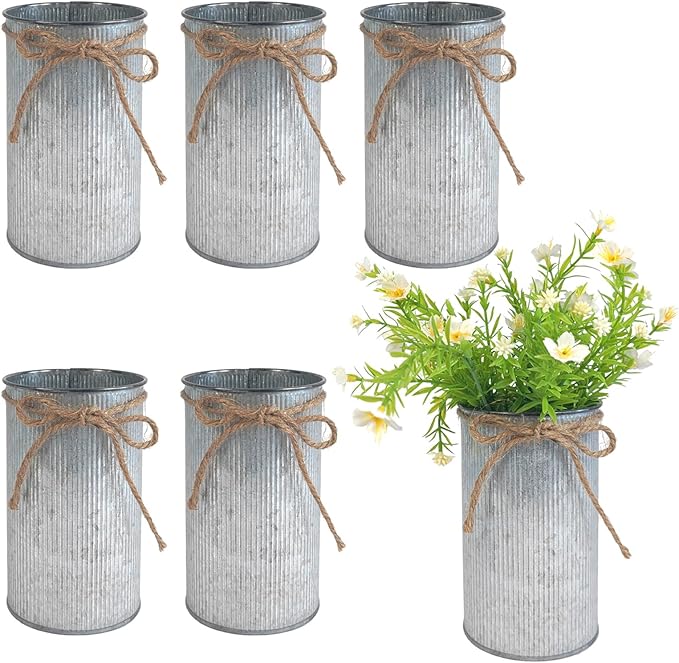 6" High Vase Centerpiece for Table, Rustic Farmhouse Mason Jars by JOYFERNAL
