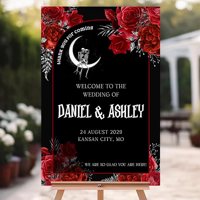 Gothic Halloween Welcome Sign, 4mm Thick Plastic, Ground Stake, Wedding Sign - Image 5