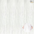 6 Pack White Foil Fringe Curtain Backdrop, 3.28Ft x 8.2Ft Metallic Tinsel Foil by Ferwzsr