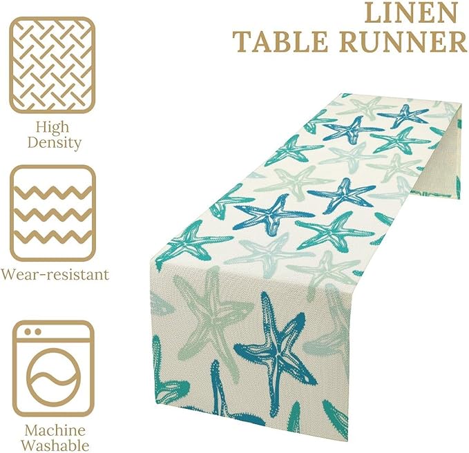 Starfish Plaid Table Flag Green Plaid and Marine Life Starfish Kitchen Table - Image 4