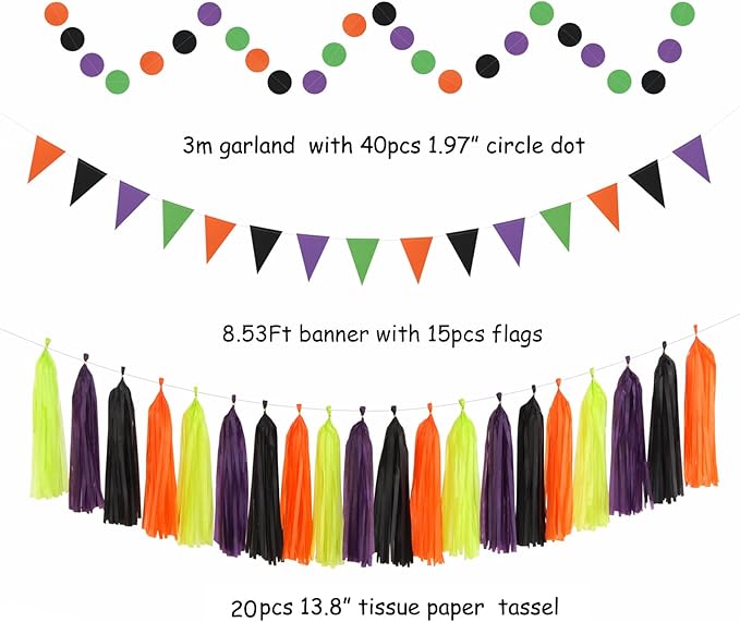 Orange Black Purple Green Party-Decorations - Image 3