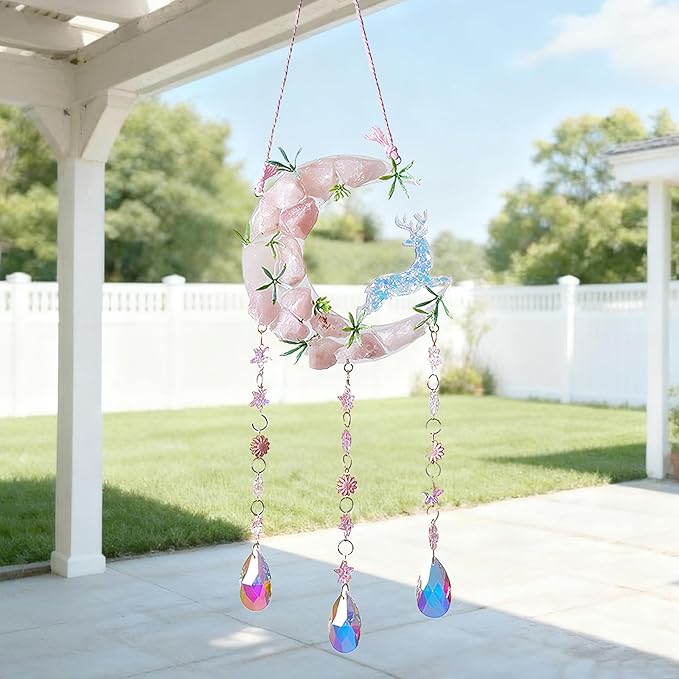 TUOKING Crystal Suncatchers for Window Green Deer Pink Dreamy Crystal Natural - Image 2