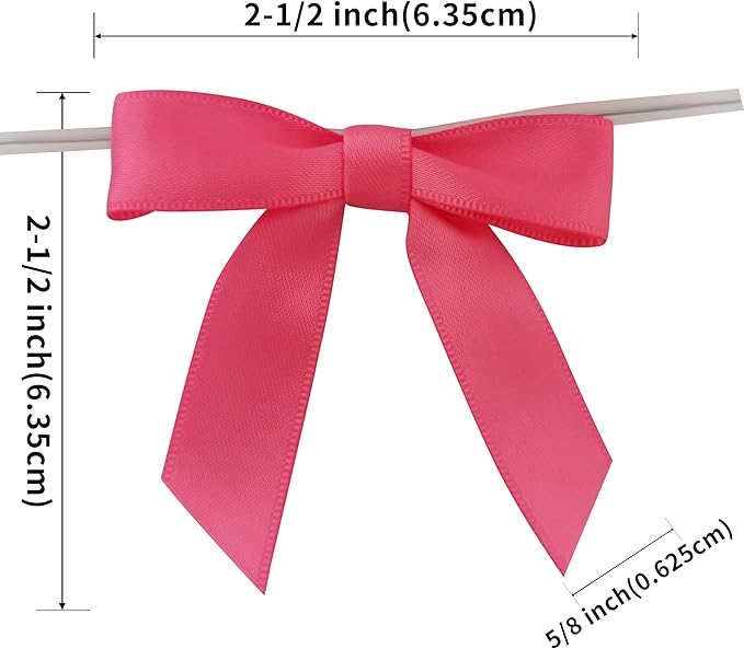50pcs 2-1/2" Hot Pink Satin Ribbon Bows - Image 3