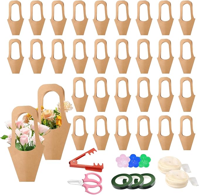 50Pcs 16.5" Kraft Paper Bouquet Bags by HDFCLUP