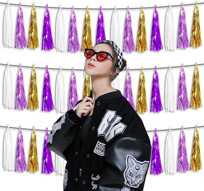3P Metallic Fringe Tassel Banner Garland Foil Tinsel Streamer Wall Hanging - Image 4