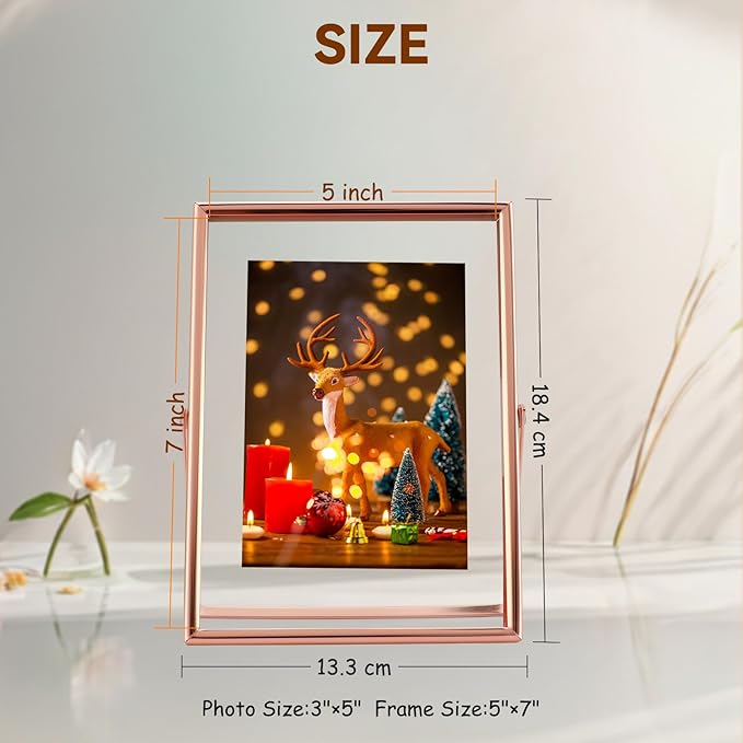 Rose Gold Floating Frame, For Picture 4x6, Tabletop Use, Classy Gift For - Image 2