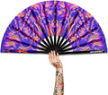 UV Glow Rave Fan, Bamboo Folding Clack Hand Fans Foldable by Raveahem