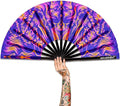 UV Glow Rave Fan, Bamboo Folding Clack Hand Fan by Raveahem