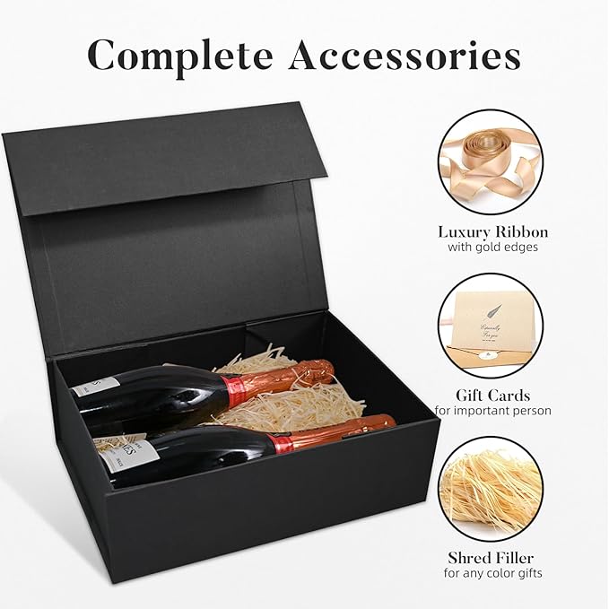 LIFELUM Gift Box 13.5''x10''x4'' Large Black Gifts Boxes - Image 2