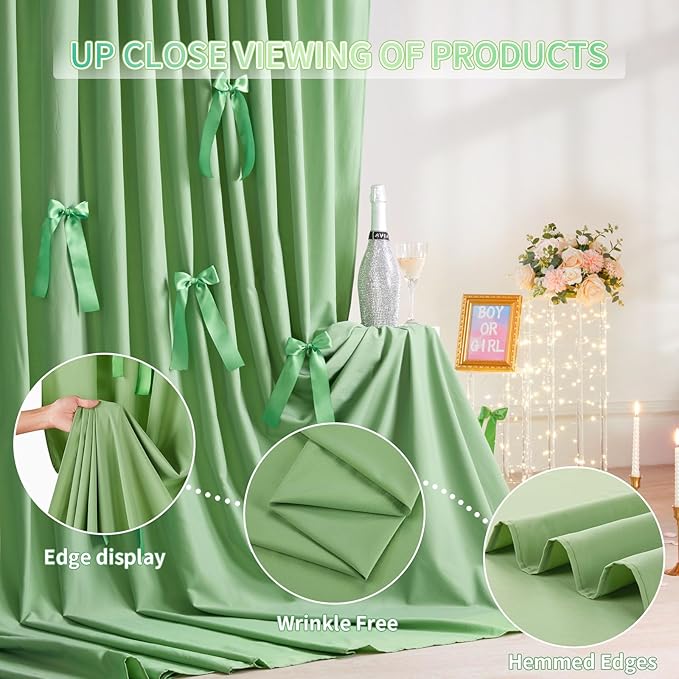 Sage Green Backdrop Curtain - Image 5