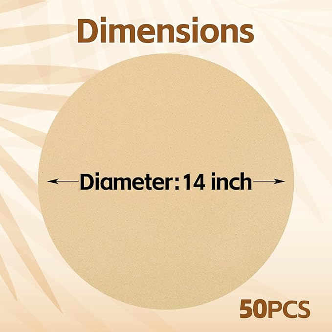 50 Pieces Kraft Paper Place Mats Brown Round Disposable Table Mats Decorative - Image 2