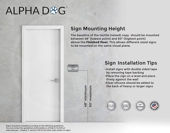 ALPHA DOG ADA SIGNS Custom ADA Compliant Braille Sign, Tactile Text, Raised - Image 5