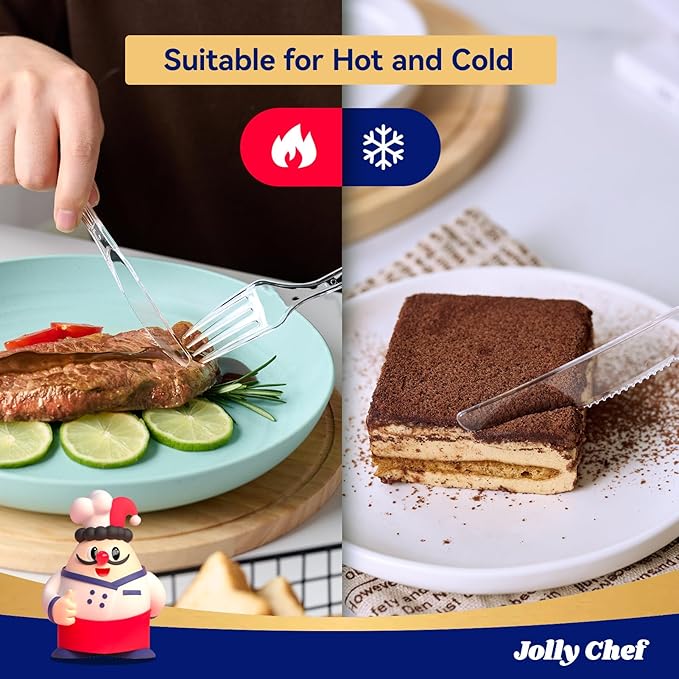 JOLLY CHEF 300 Count Clear Plastic Knives Heavy Duty, 7.7" Heat Resistant Solid - Image 4