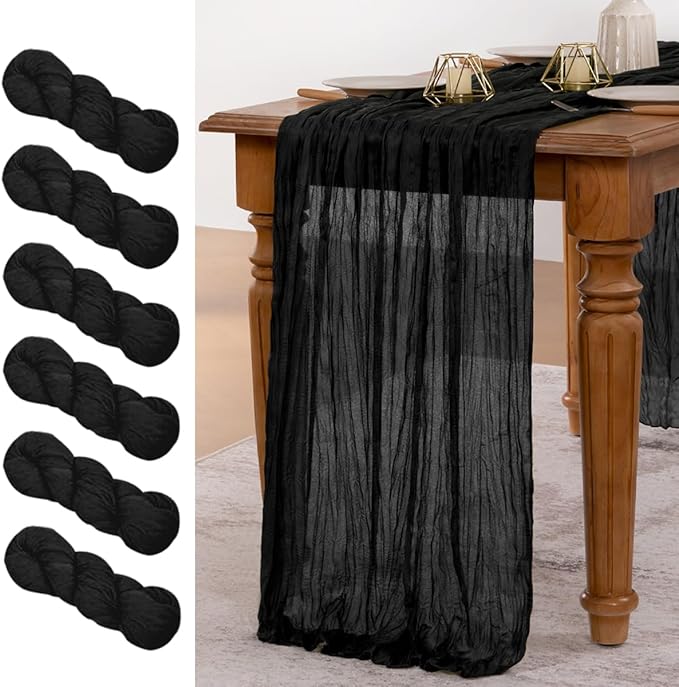 MLMW 6 Pack Halloween Table Runner Cheesecloth Black Boho Gauze Cheese Cloth by MLMW
