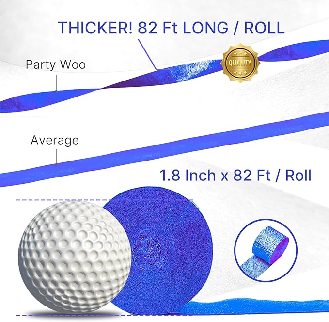 PartyWoo Blue Crepe Paper Streamers 4 Rolls 328 ft Pack of Royal Blue Crepe - Image 3
