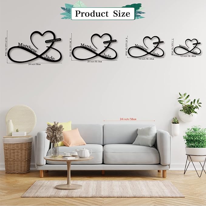 Infinity Heart Metal Wall Decor, Unique Infinity Heart Wall Decor Love Sign - Image 4