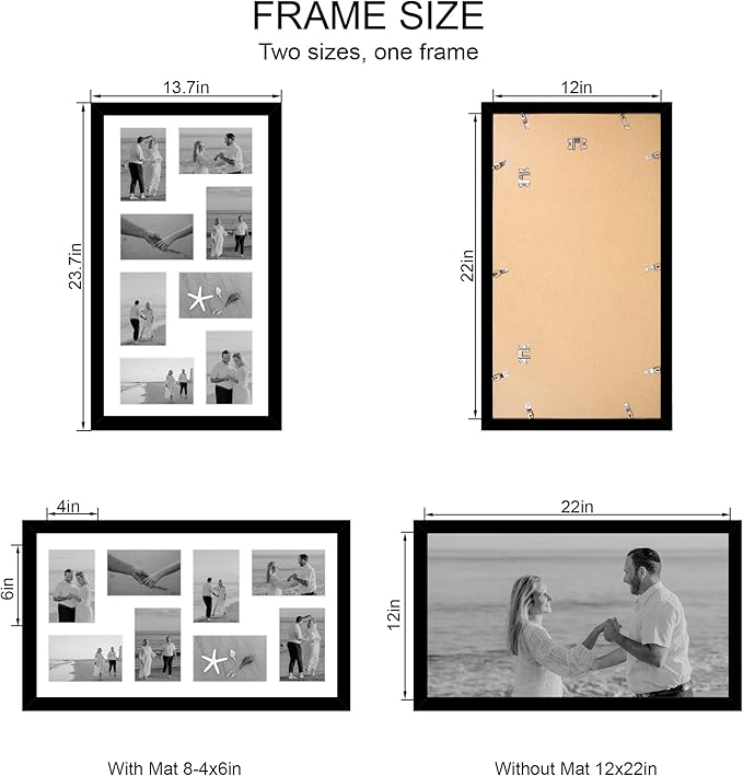 12x22 Picture Frame Set of 2, Display Eight Opening 4x6 Photos - Image 2