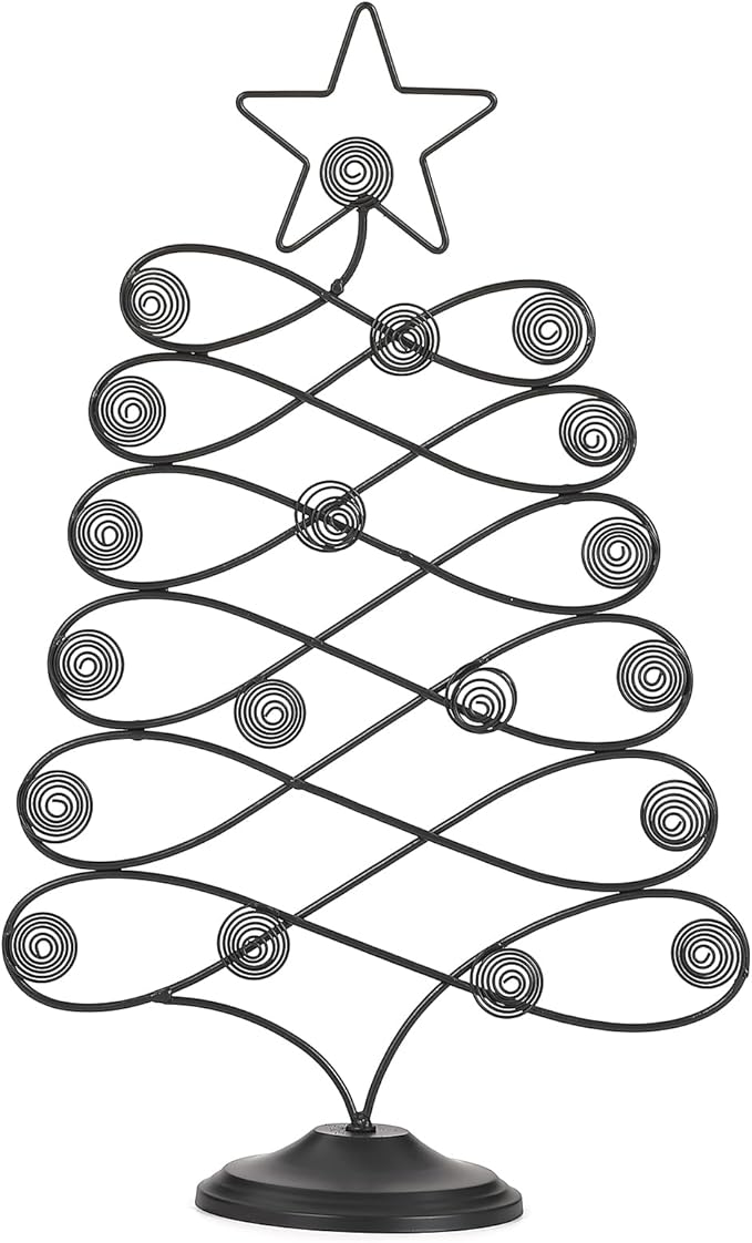 Decorative Metal Christmas Tree Card Holder, 18 Inch Tabletop Holiday Card by Ironlux