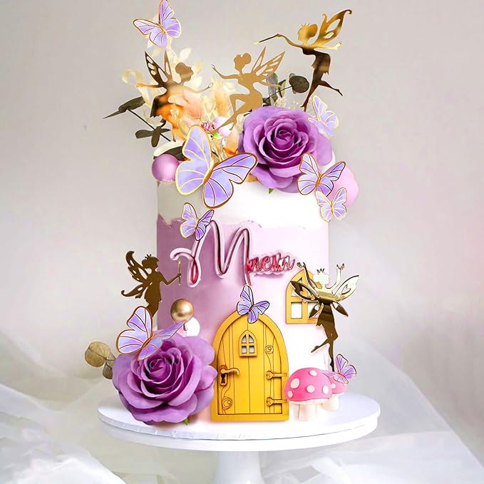 JeVenis Purple Fairy Cake Decoration Mushroom Cake Decoration Fairy Cake - Image 3