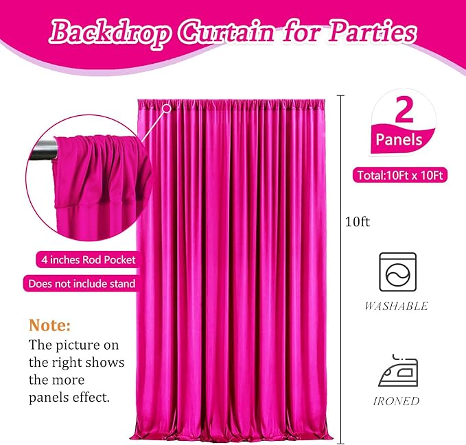 10 x 10 Feet Rose Red Backdrop Curtain - Image 2