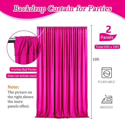 10 x 10 Feet Rose Red Backdrop Curtain - Image 2