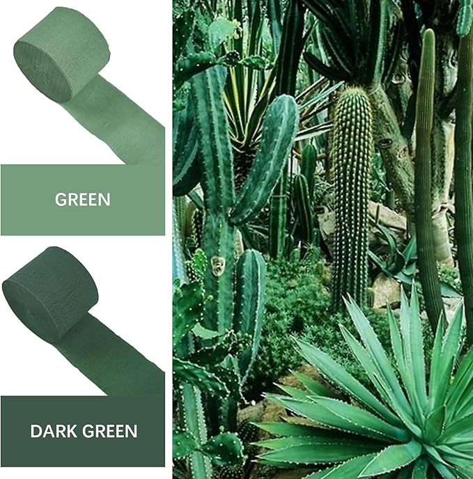 PartyWoo Dark Green Crepe Paper Streamers 4pcs 328ft Pack of Sage Emerald - Image 3