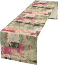 Patchwork Flower Table Runner, Abstract Colorful Floral Retro Style Hand Drawn by Kurtect