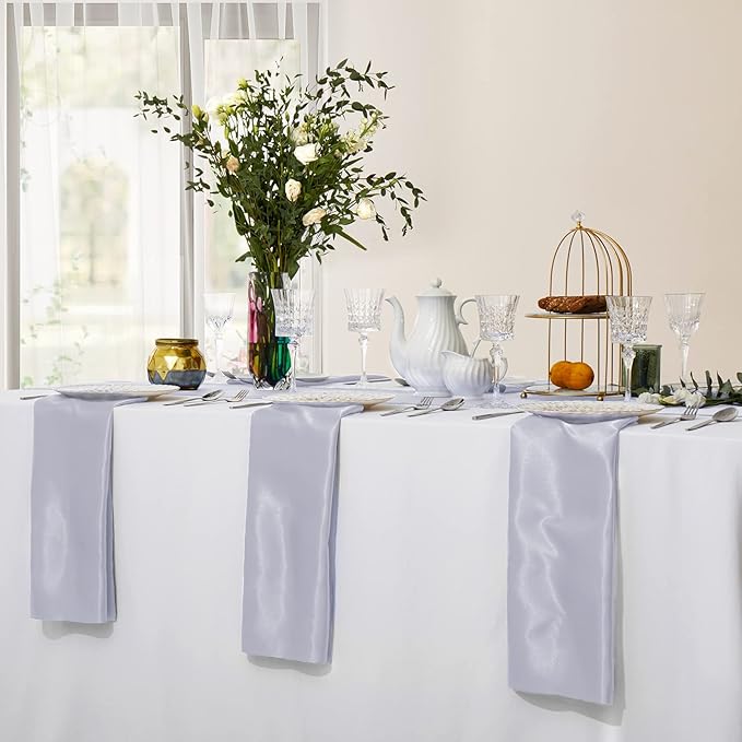 Horbaunal 30 Pack Silver Satin Napkins 17 x 17 Inch, Square Soft Table Dinner - Image 5