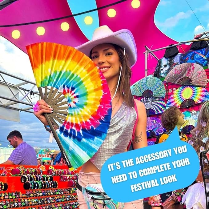 Kandies World UV Reactive Custom Festival Folding Hand Fan - Image 3