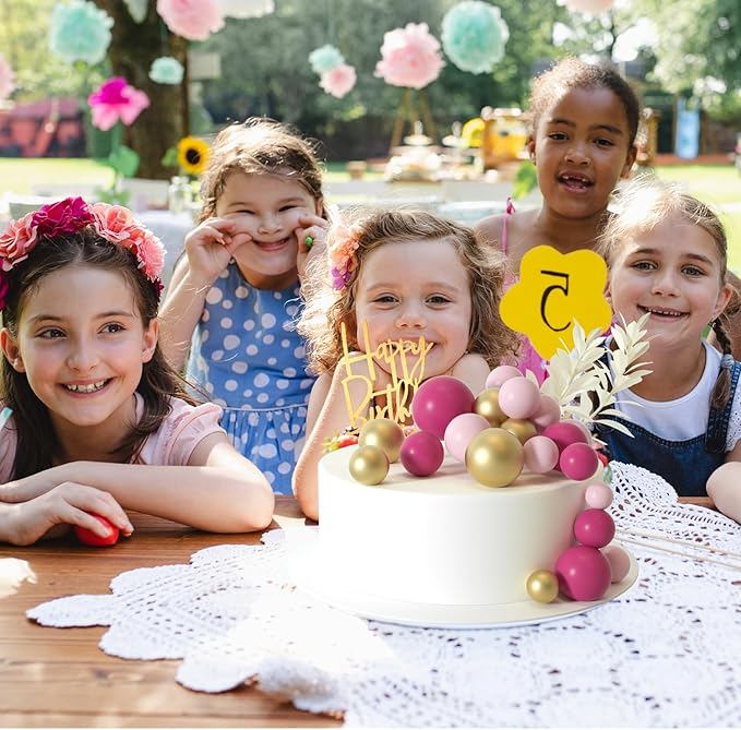 MIAHART Ball Cake Toppers Boho Grass Cake Topper Ball Cake Insert Decoration - Image 4