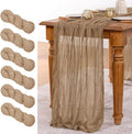 MLMW 6 Pack Fall Table Runner Boho Nude Brown Cheesecloth Table Runner Autumn by MLMW