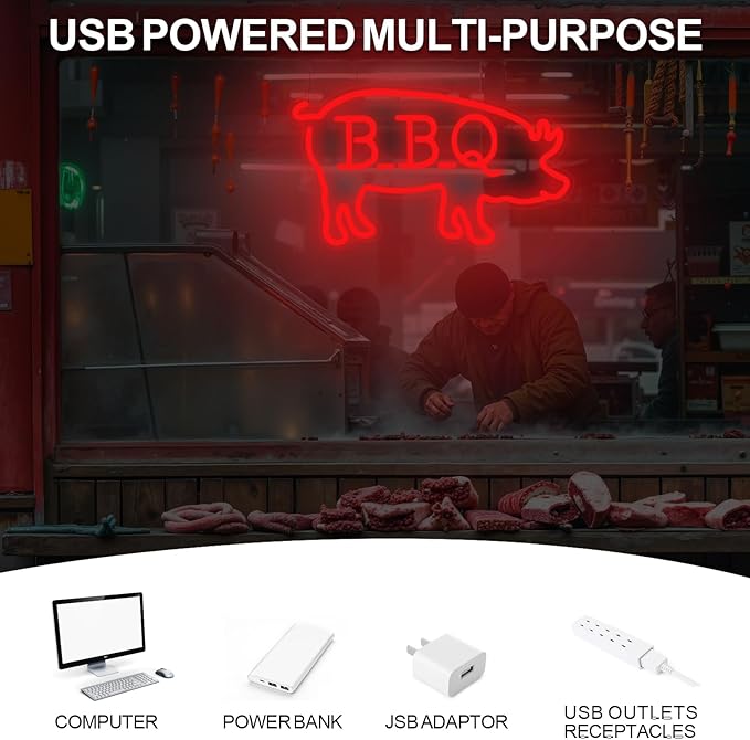 BBQ Pigs LED Neon Sign, Cute Pig LED Light - Image 5